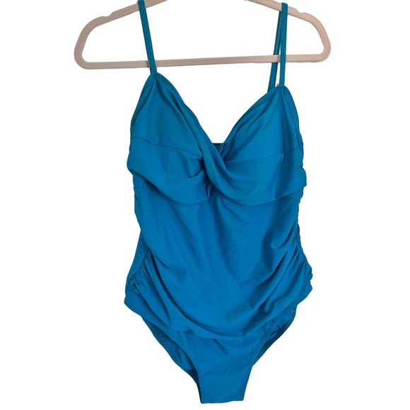 Alicia Simone Women's One Piece Swim Suit Bathing Suit Blue Modest size 16 - Picture 1 of 9